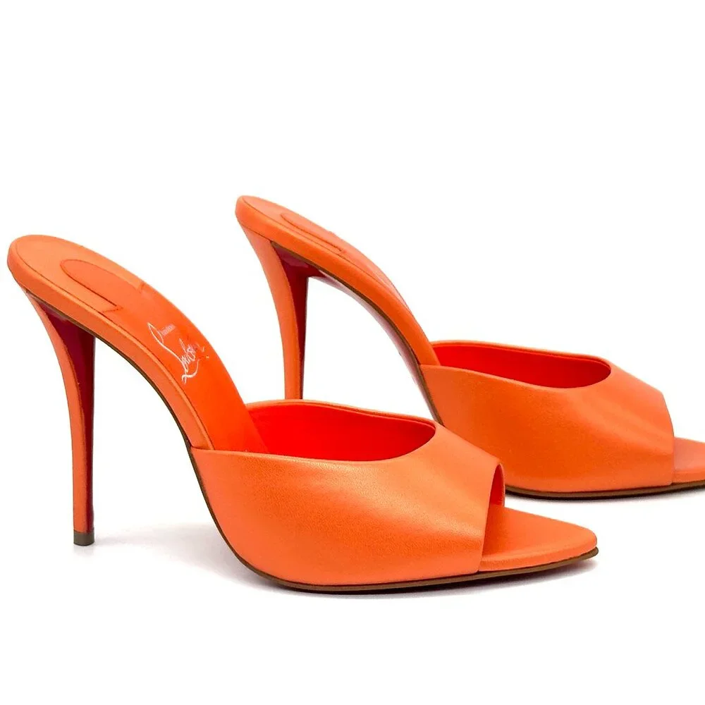 Orange Open-Toe Stiletto Mule Heel